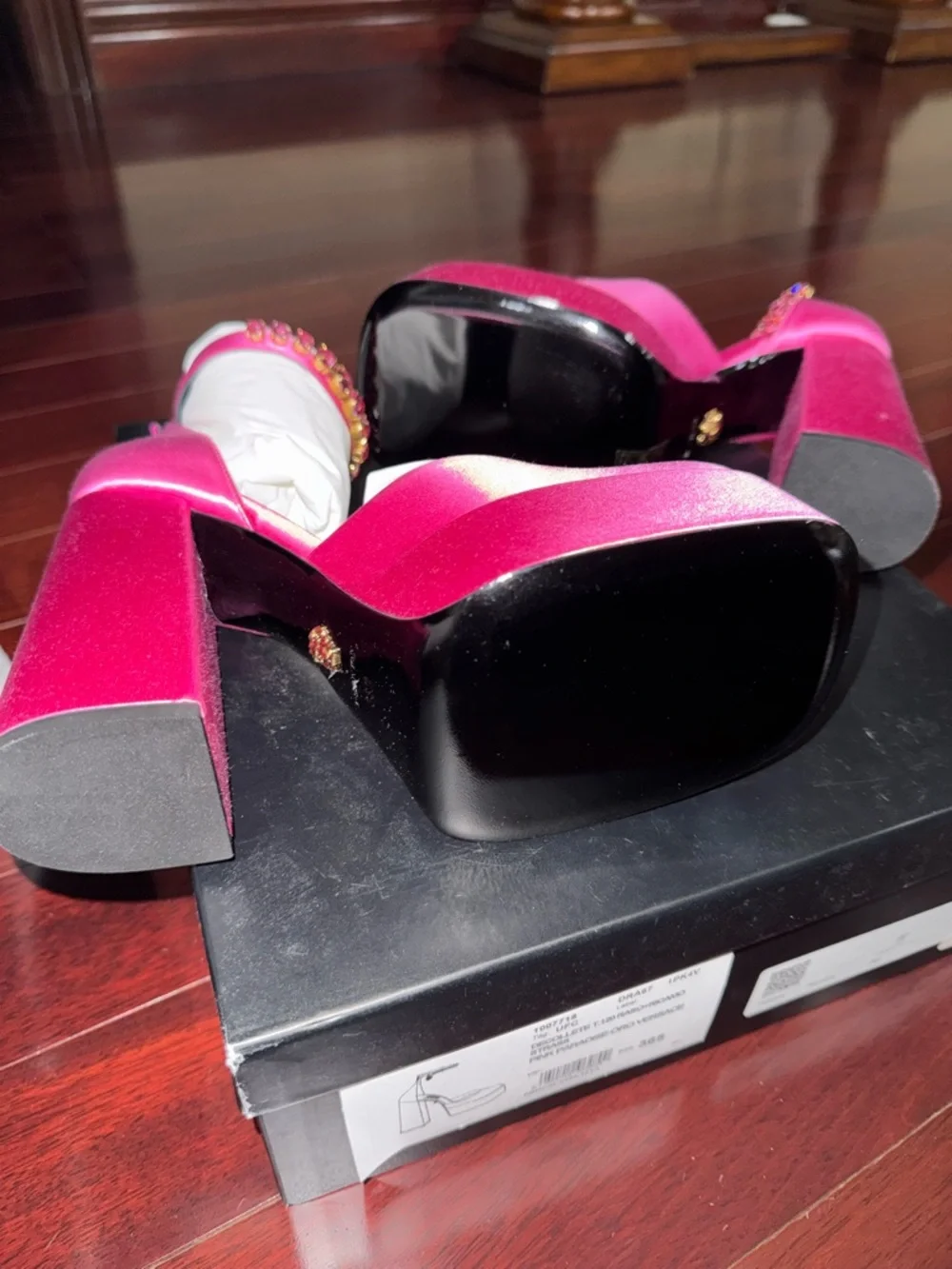 NIB-Women’s Pink Satin Platform Heels with Jeweled Ankle Strap